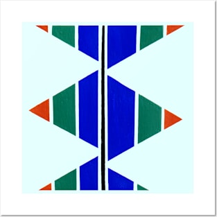 Inverted Red Green Blue Geometric Abstract Acrylic Painting Posters and Art